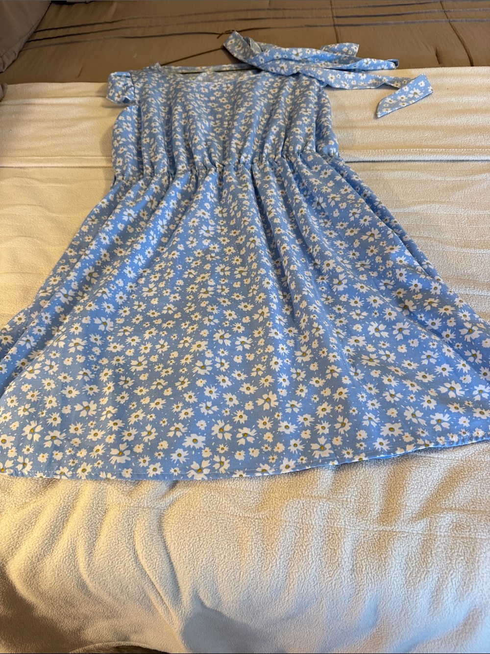 Blue Floral Tie-Shoulder Kids Dress